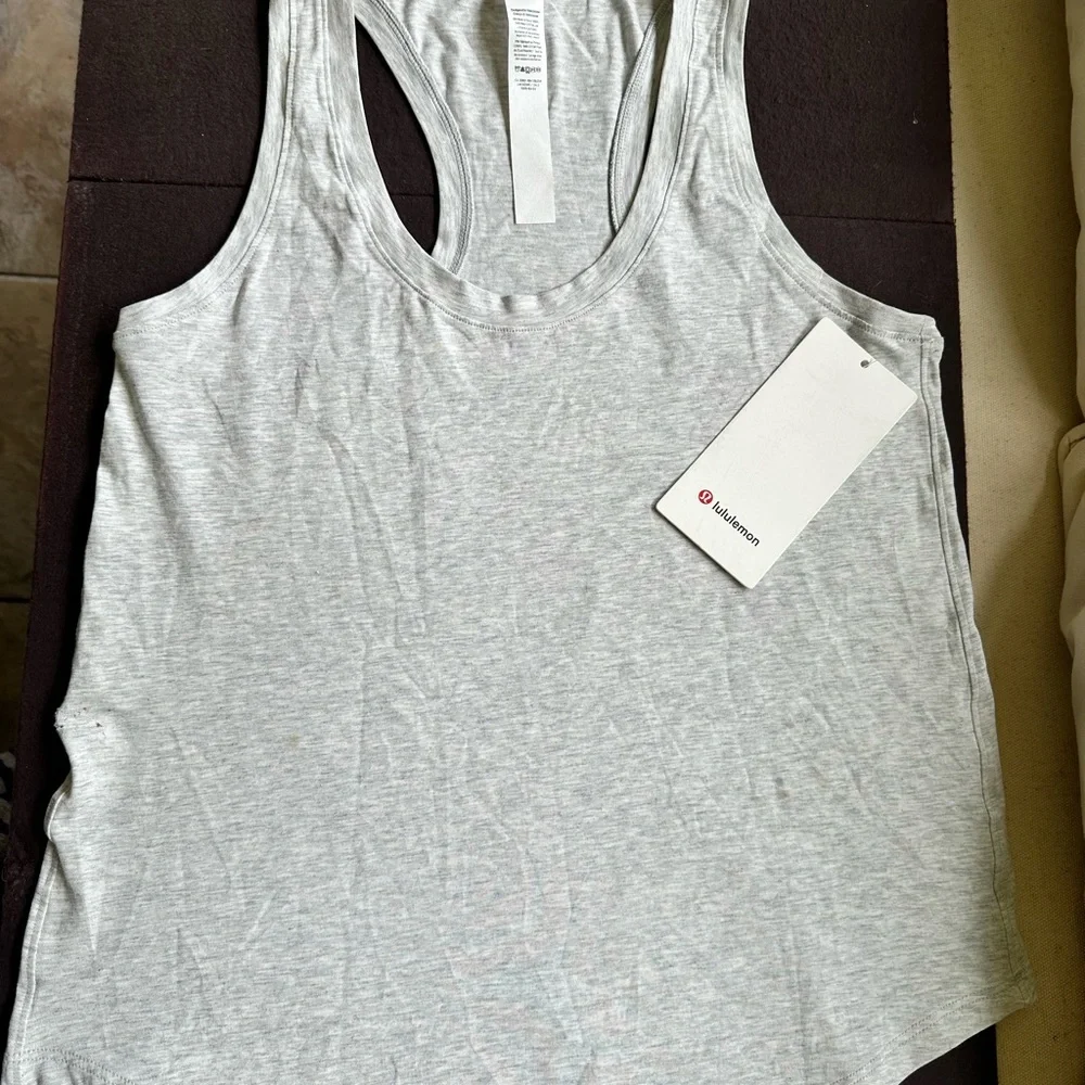 Lululemon Athletica Asymmetrical Gray Sleeveless Tank Top - Picture 3 of 9